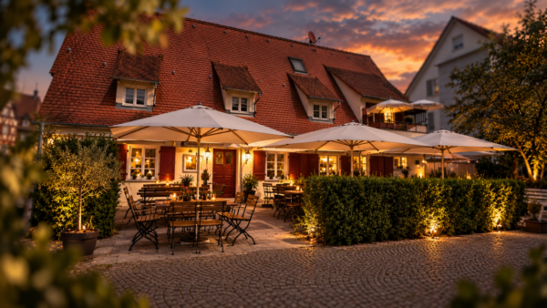 Außenansicht des Restaurants Webstuhl in Deizisau